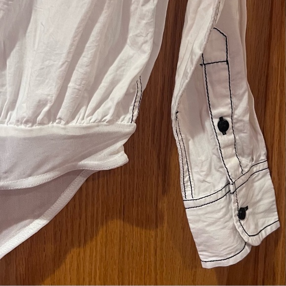 Free People Power Move Bodysuit Top White with Black Contrast Stitching Size XS - Picture 15 of 16